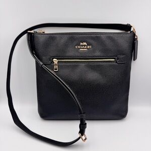 Coach Rowan File Bag Black Crossgrain Leather #C1556